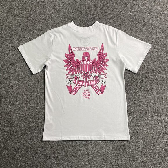Anti Social Social Club White T Shirt With Pink Eagle Print